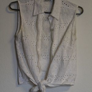 White Lace Crochet Tie Vest
